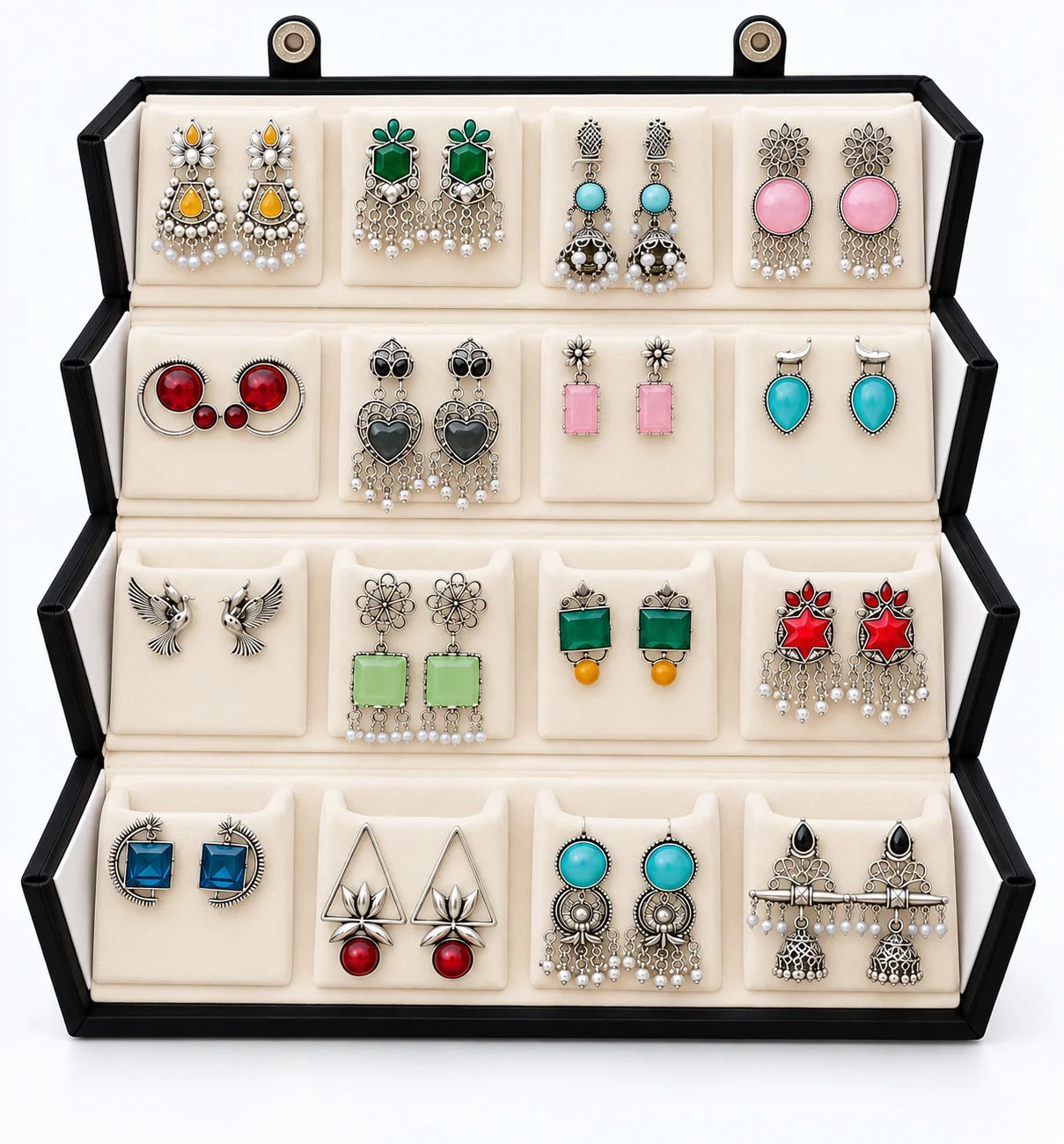 Multicolor Oxidized Statement Earrings Collection – 16 Pairs